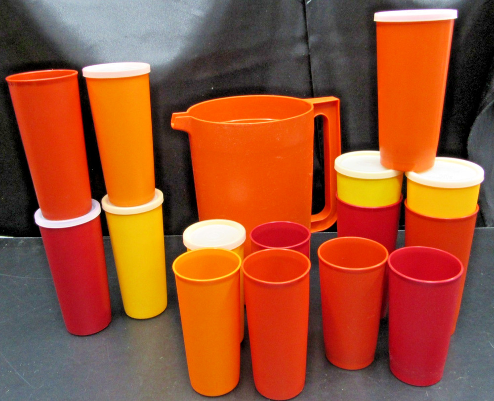 Tupperware 1 Gallon Orange Pitcher No Lid & Cups 1416, 107, 297, 1348 ect..